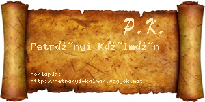 Petrányi Kálmán névjegykártya