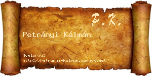 Petrányi Kálmán névjegykártya